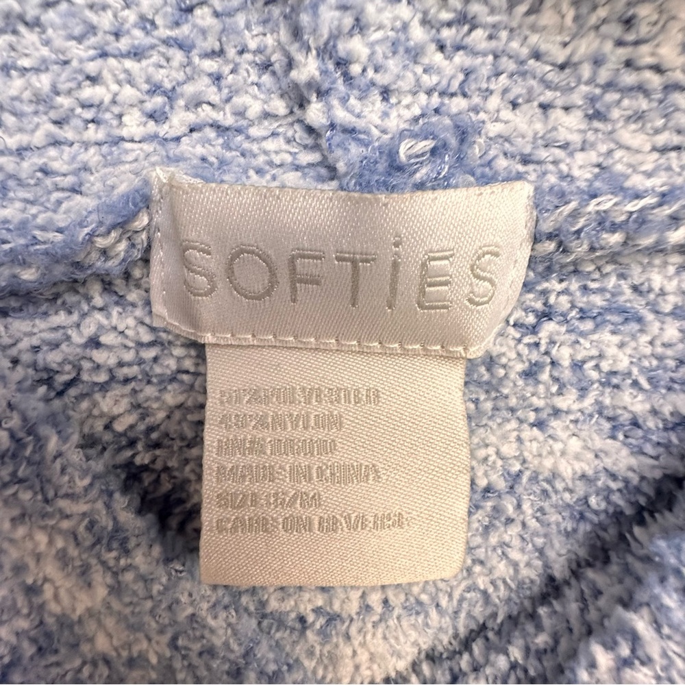 Softies Hooded Lounge Dress S/M Blue Long Sleeve Cozy Sleep Shirt - Picture 9 of 9